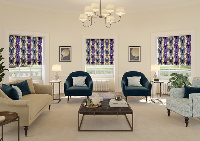 Bold Stags Velvet, Berry - Roman Blind - Image 8